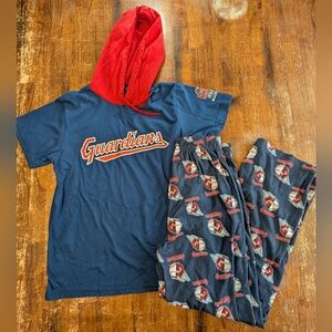 Boys Pajama Set Cleveland Guardians MLB Professional Baseball PJ Cozy Sleep Used